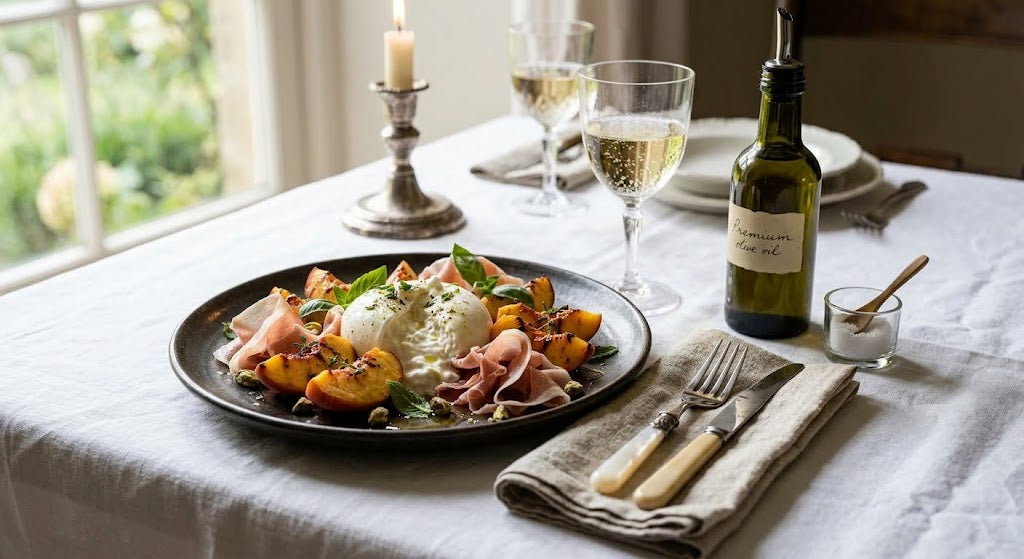 Burrata with Peaches, Prosciutto & Honey | Easy Italian Summer Recipe
