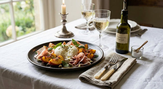 Burrata with Peaches, Prosciutto & Honey | Easy Italian Summer Recipe